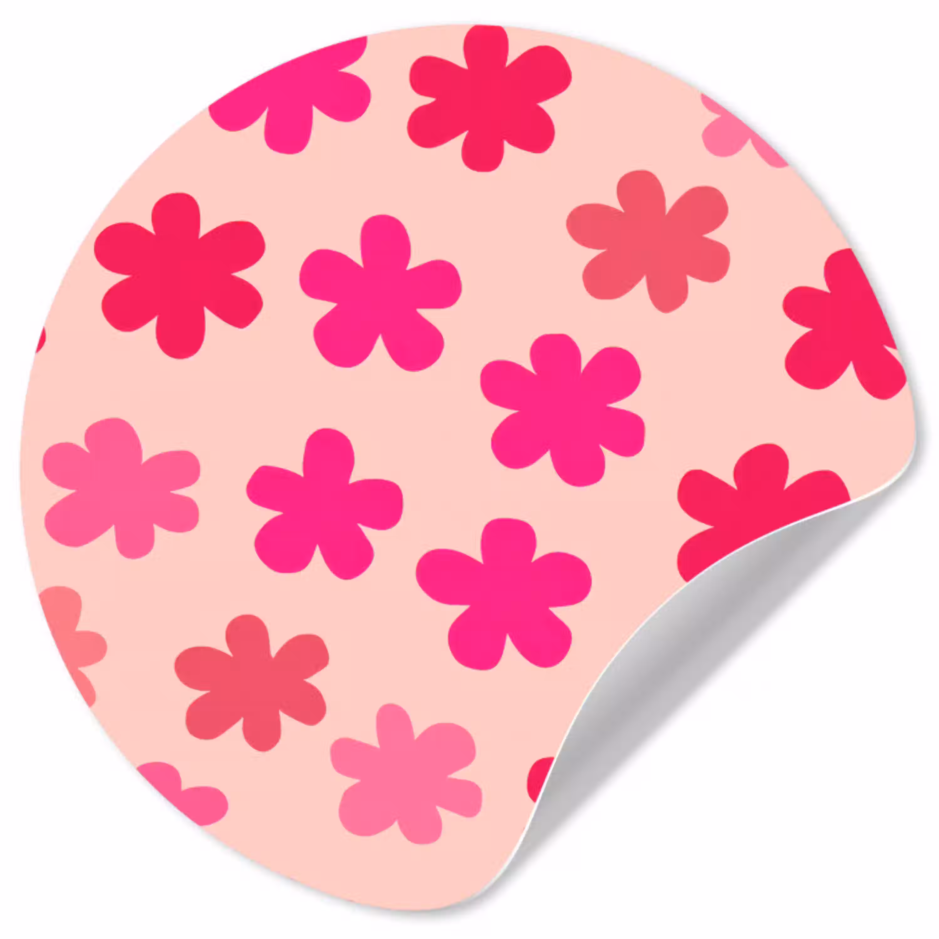 Bloemen - Patroon - Roze Wandcirkel behangsticker klein -3d