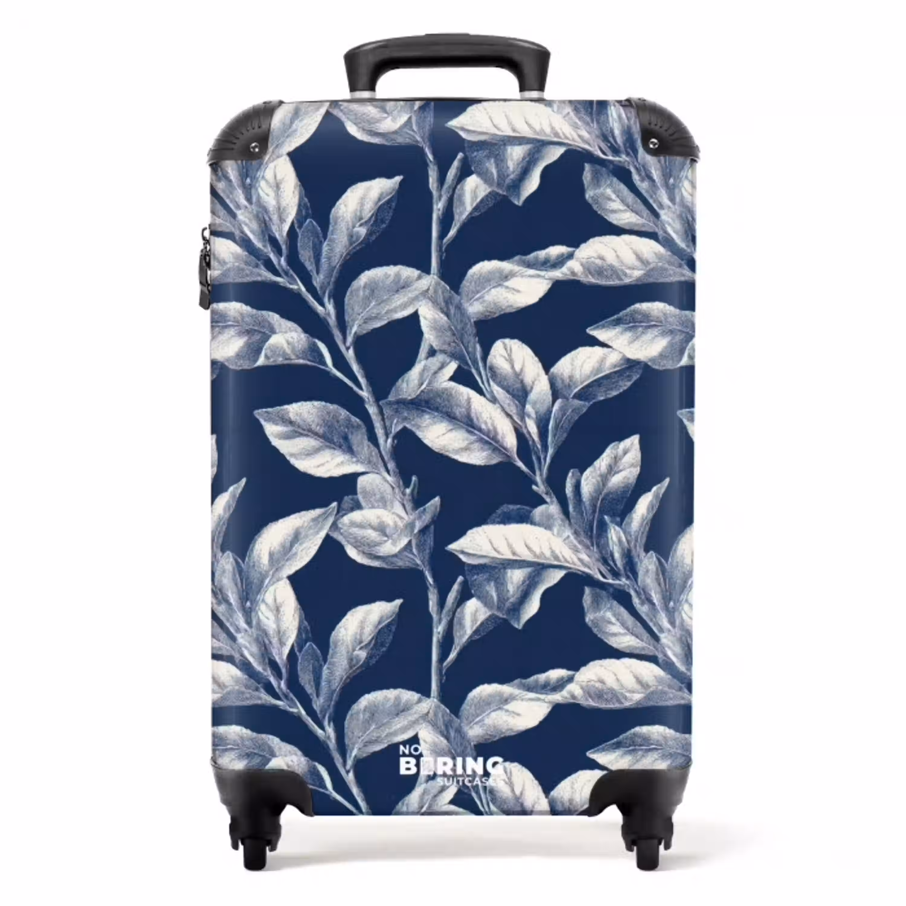 Botanisch - Patroon - Blauw NBS - Handbagage koffer - Volwassenen Unisex middel -productfoto_recht