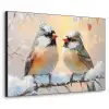 Vogels - Tak - Winter - Sneeuw Textielframe zwart klein -3d