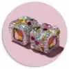 Sushi - Rolletjes - Steentjes - Kleurrijk Wandcirkel plexiglas klein -3d