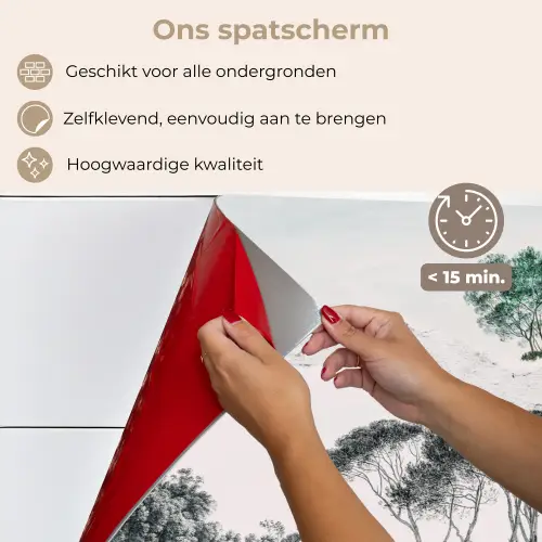 Italiaans landschap parasoldennen - Kunst - Hendrik Voogd - Schilderij - Zwart wit - Oude meesters keuken achterwand spatscherm klein -spatscherm_NL