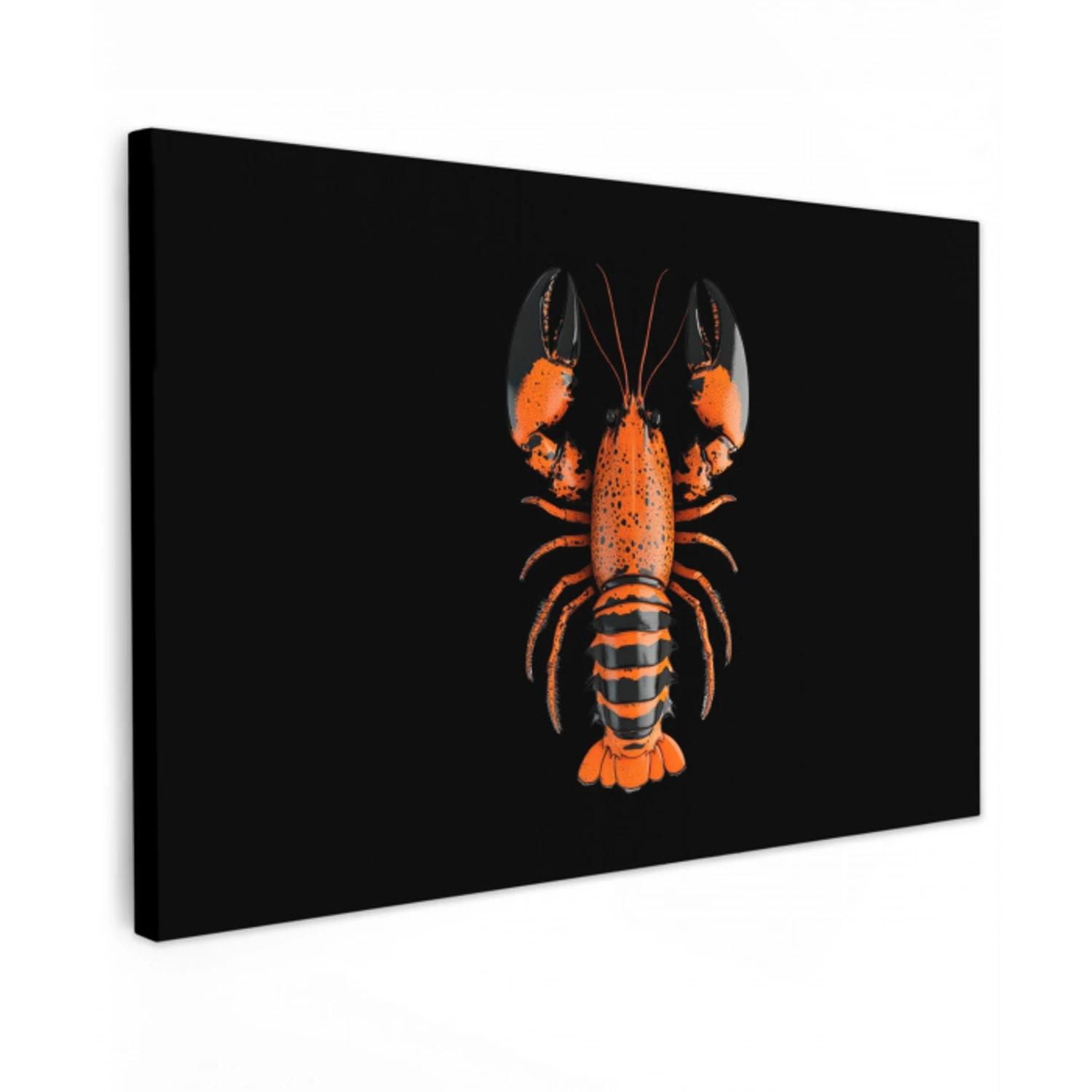 Kreeft - Oranje - Zwart - Modern Tuinposter op houten frame 2 cm dik klein -3d