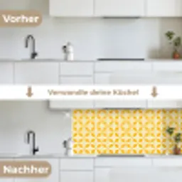 Patroon - Retro - Geel keuken achterwand 2 middel 871 -voor-na_DE