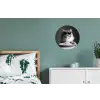 Langharige kat - Zonnebril - Spaghetti - Humor - Zwart - wit Wandcirkel aluminium klein -slaapkamer