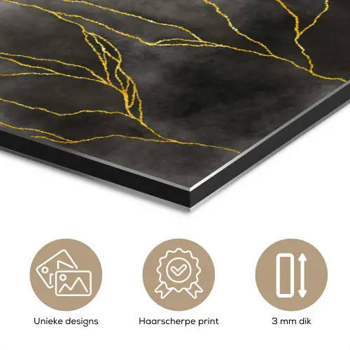 Marmer - Zwart - Goud - Luxe - Marmerlook aluminium wit klein -closeup_NL