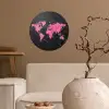 Wereldkaart - Roze - Marmer Wandcirkel behangsticker klein -sfeer1