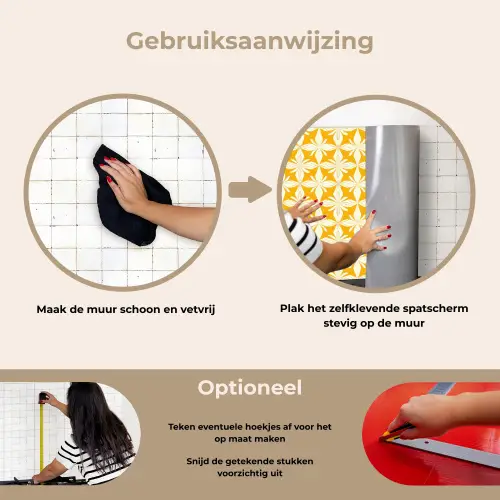 Patroon - Retro - Geel keuken achterwand spatscherm klein 900 -gebruiksaanwijzing_NL
