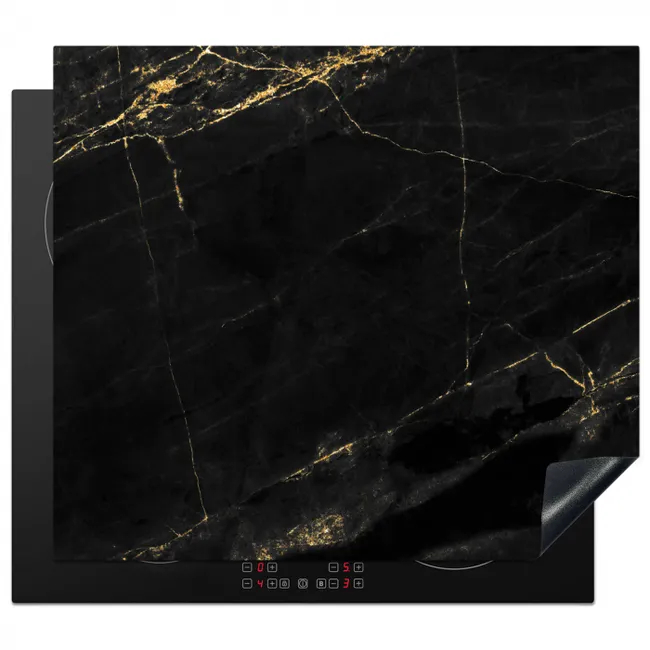 Gouden Bliksem in Ebbenhout Inductie beschermer vinyl 3mm middel -3d