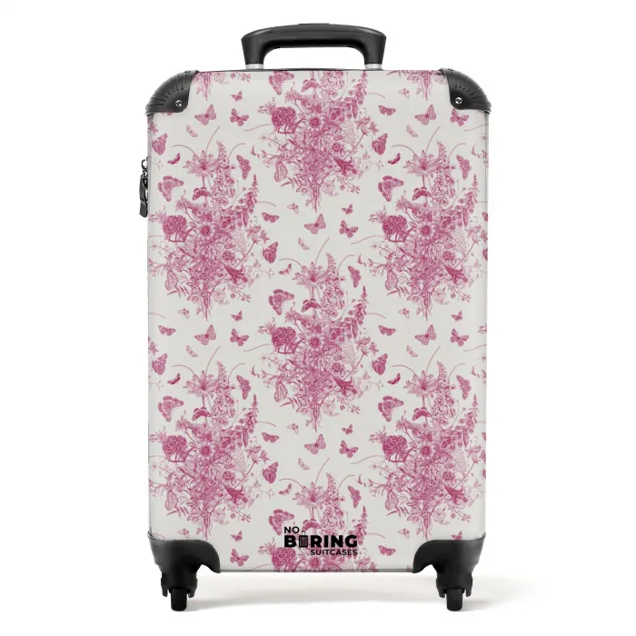 Klassiek boeket patroon roze NBS - Handbagage koffer - Kinderen Unisex middel -productfoto_recht