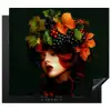 Vrouw - Rood - Groen - Druiven Inductie beschermer vinyl 3mm middel -3d