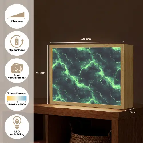 Groen - Bliksem - Storm Light Box met batterij (Wandlamp) middel 907 -USP_websiteoverzichtNL