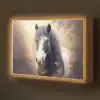 Paard - Natuur - Dieren - Bloemen - Paars Light Box met batterij (Wandlamp kind) middel -z3d_website