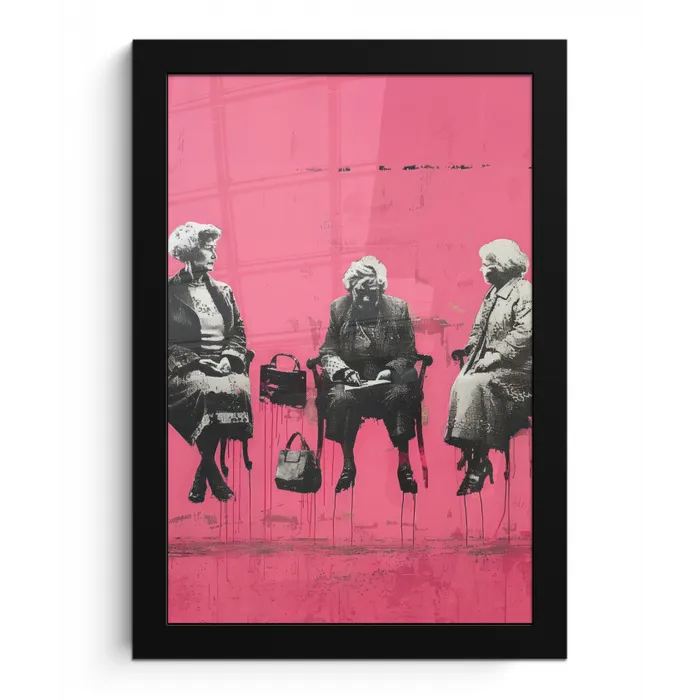 Graffiti - Vintage - Zwart - Street art - Roze - Banksy fotolijst zwart zonder passe partout klein -3d