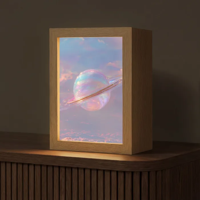 Planeet - Lucht - Wolken - Pasteltinten Light Box met kabel (Tafellamp) klein -z3d_website