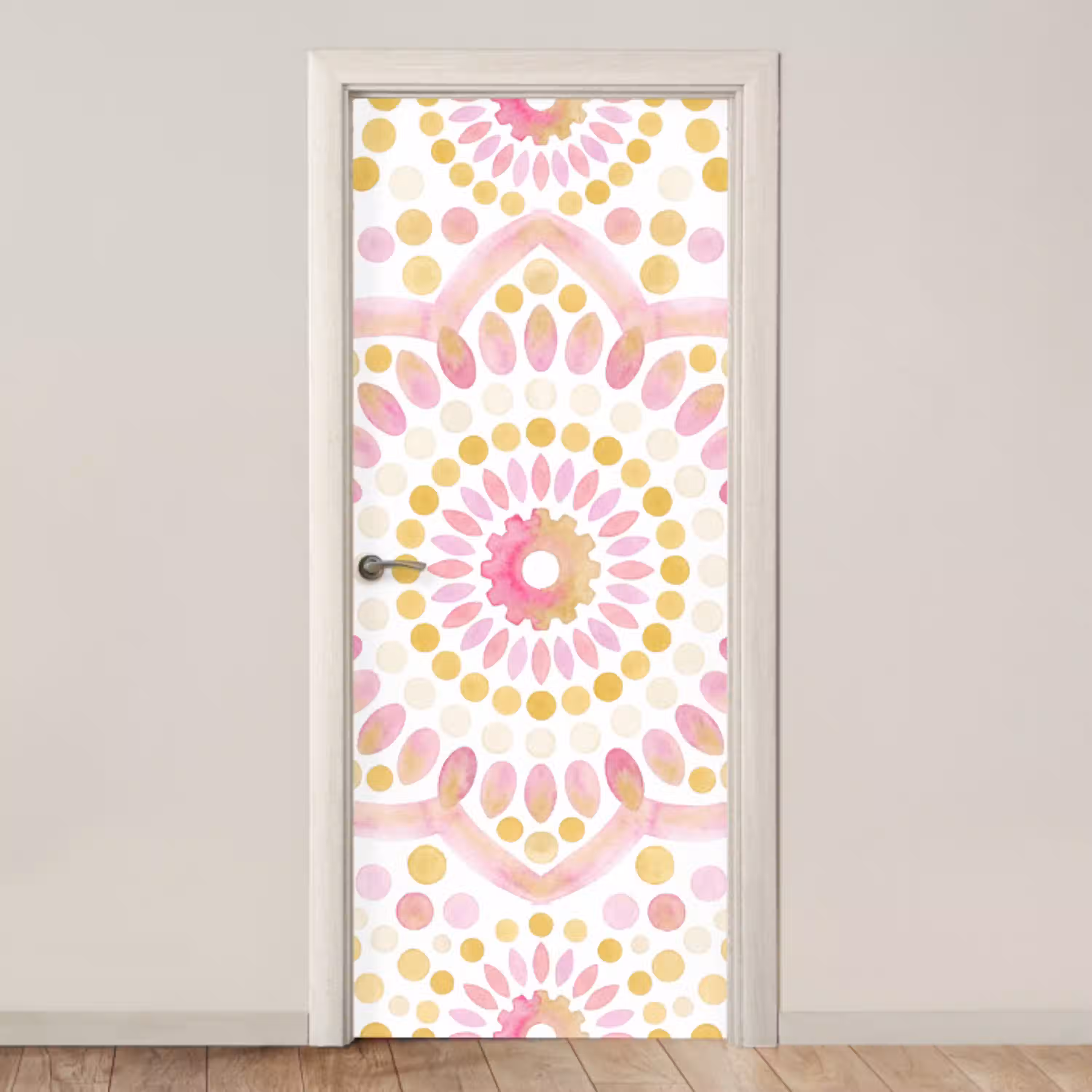 Abstract - Mandala - Kunst - Modern - Roze deurposter klein -3d_beige