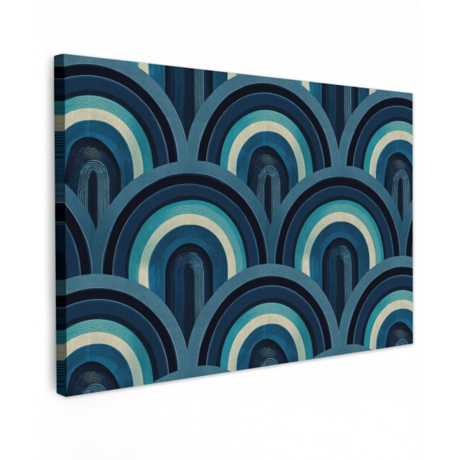 Bogen - Geometrisch - Patroon - Blauw - Retro canvas 2cm klein 34 -z3d