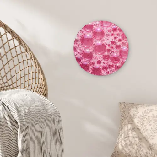 Roze - Schuim - Bubbels Wandcirkel kunststof plaat 5mm dik klein -sfeer5