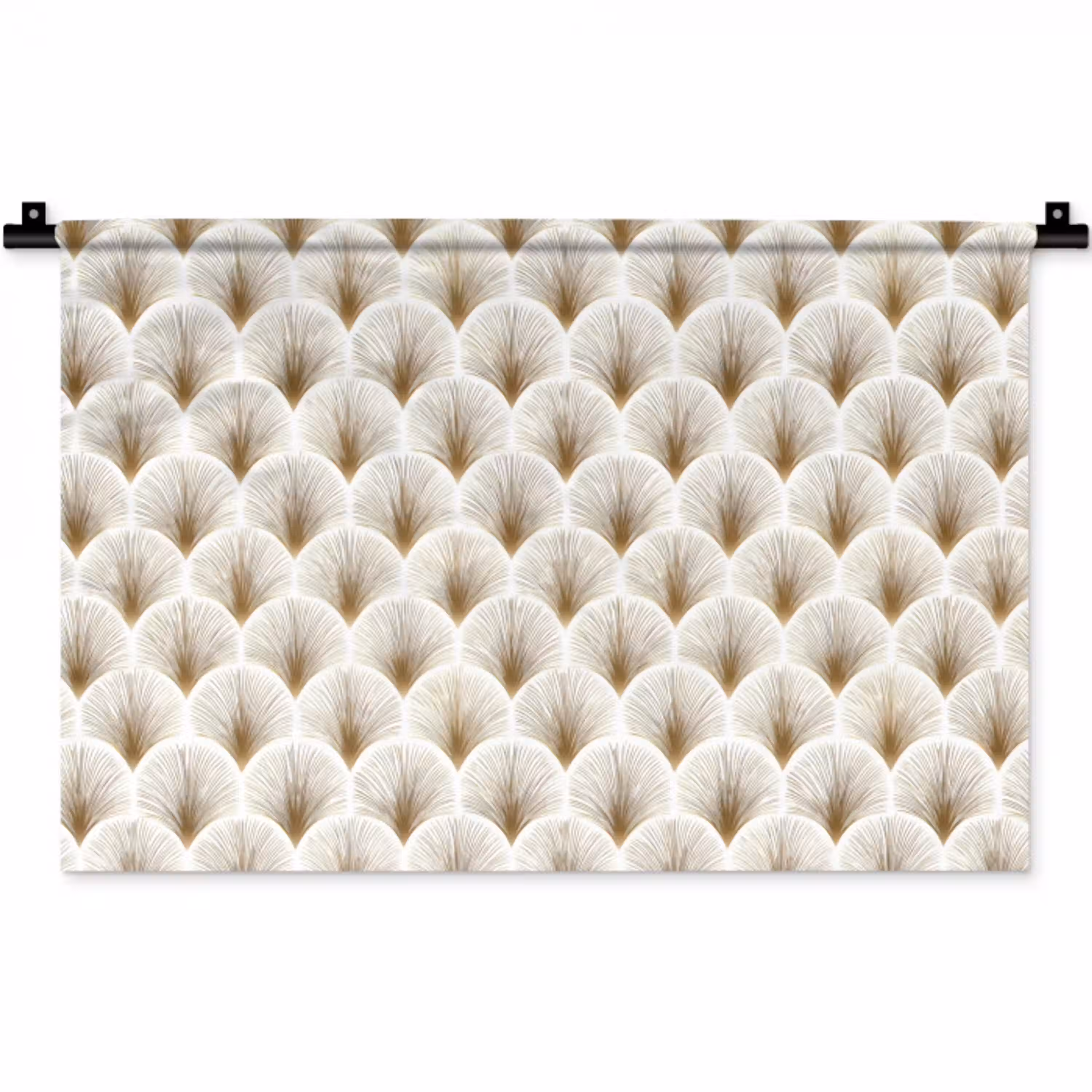 Waaiers - Art Deco - Elegant - Goud - Wit Wandkleed katoen klein 269 -zz3d
