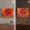 Oranje - Gerbera - Intens Light Box met batterij (Wandlamp) middel -sfeer3