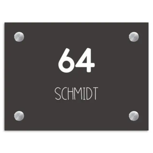 Donkergrijs - Modern Naambord Rechthoek middel -3d