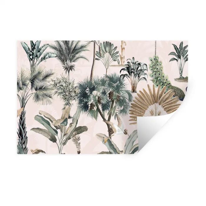 Retro - Jungle - Natuur - Dieren Muursticker klein -3d