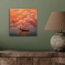 Zee - Boot - Wolken - Oranje aluminium wit klein -sfeer2