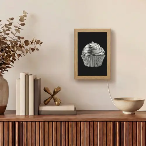 Cupcake - Luxueus - Zilver Light Box met kabel (Tafellamp) klein -sfeer2