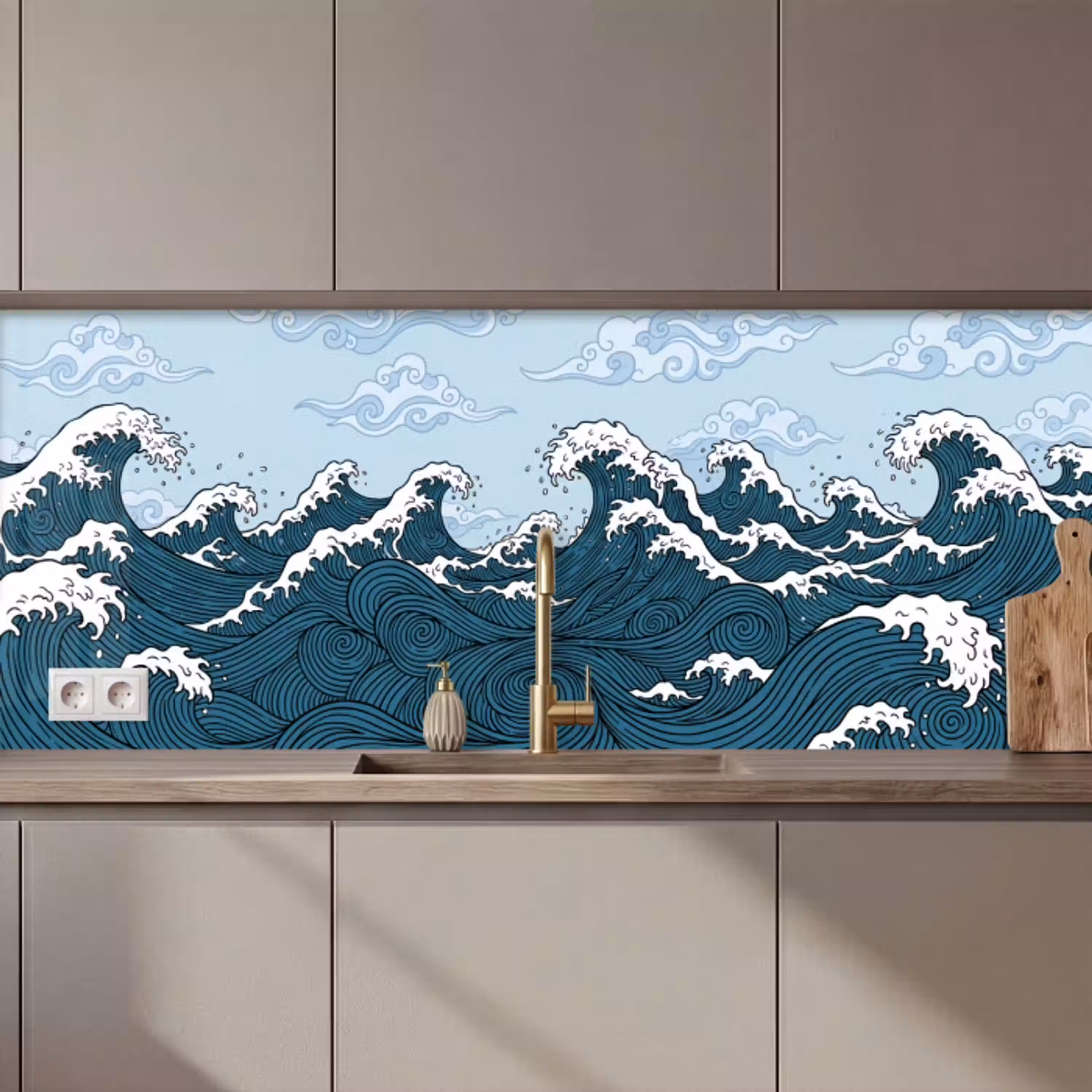 Zee - Golven - Japans - Natuur - Blauw keuken achterwand 2 middel zz_3dshopping