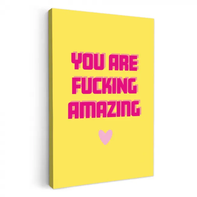 Geel - Valentijn - Tekst KitchenYeah - Keuken - Canvas klein -3d