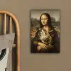 Mona Lisa - Kat - Leonardo da Vinci - Vintage - Kunstwerk - Oude meesters - Schilderij canvas 2cm klein -sfeer3