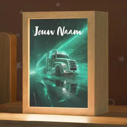 Vrachtwagen - Stad - Groen - Neon Light Box met kabel (Kinderlampje) klein -zzz_3d_website