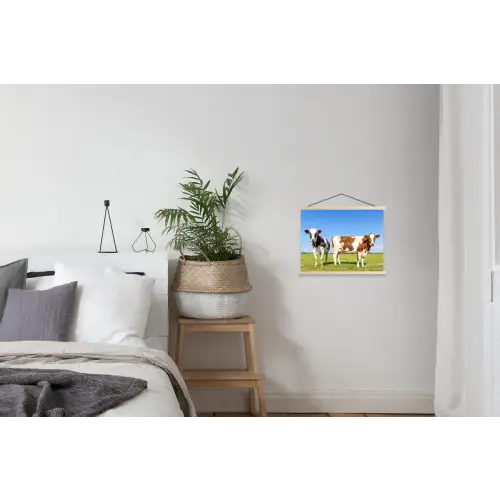 Koeien - Boerderij - Gras- Natuur - Dieren textielposter latten blank klein -woonkamer
