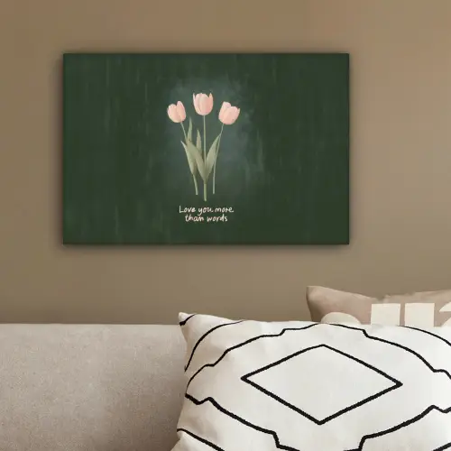 Tulpen - Roze - Tekst - Love canvas 2cm klein -sfeer3
