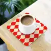 Golvend patroon - Retro - Rood - Beige onderzetter kurk middel 366 -sfeer5