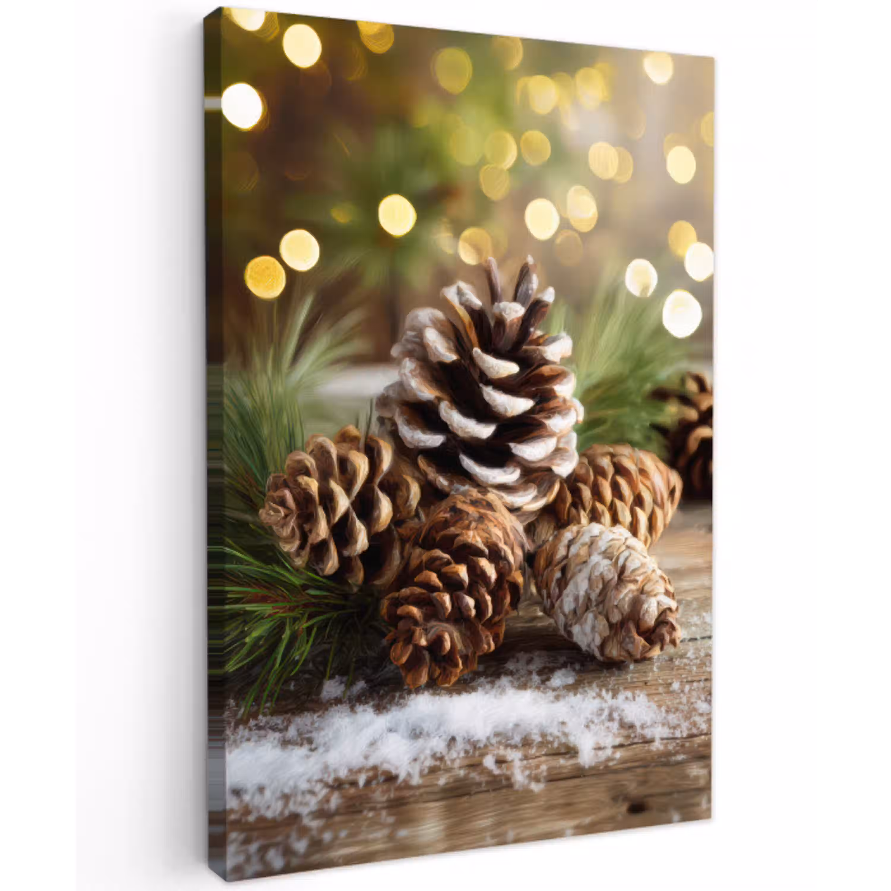 Dennenappels - Kerstsfeer - Bruin - Groen Tuinposter op houten frame 2 cm dik klein -3d