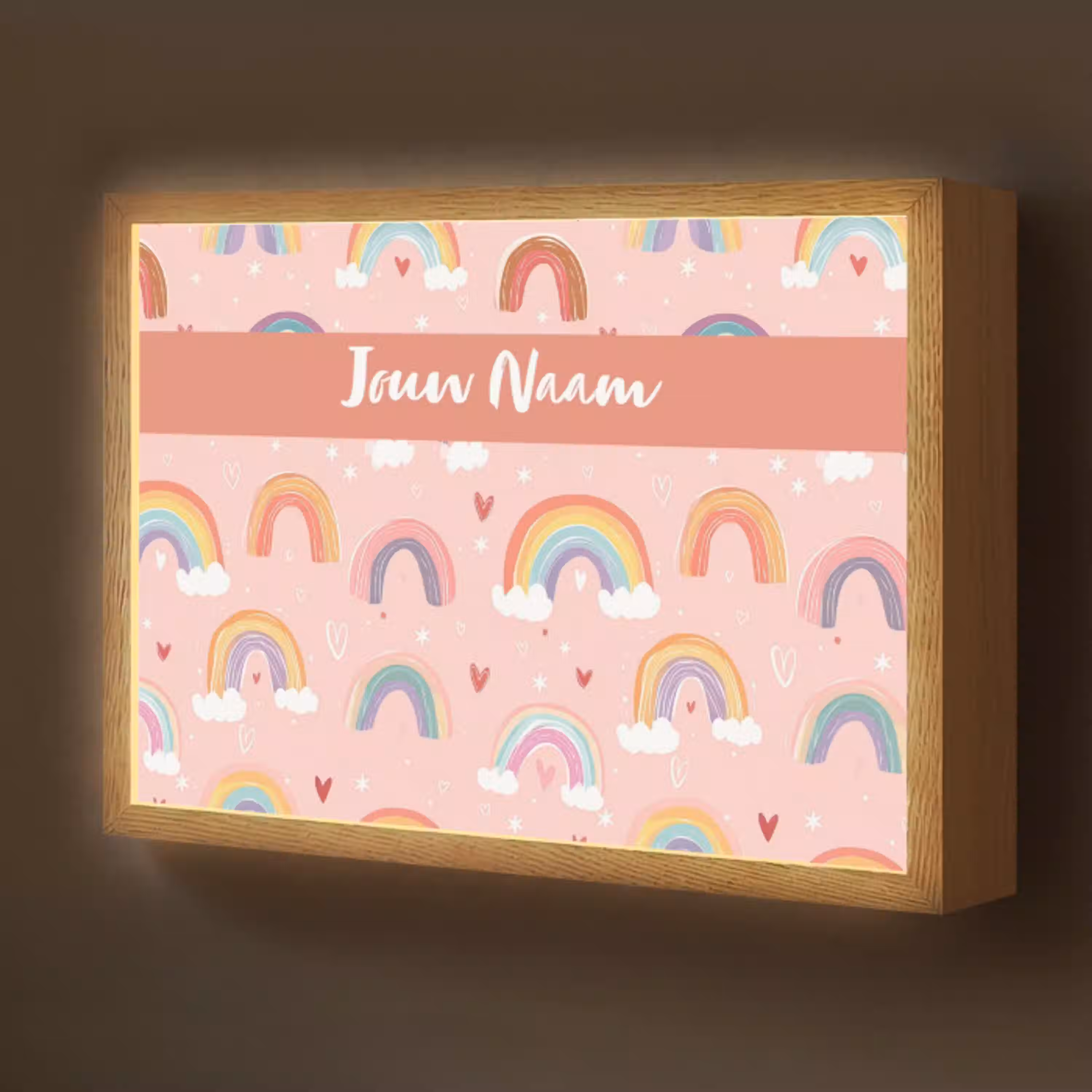 Regenboog - Patroon - Pastel Light Box met batterij (Wandlamp kind) middel -z3d_website