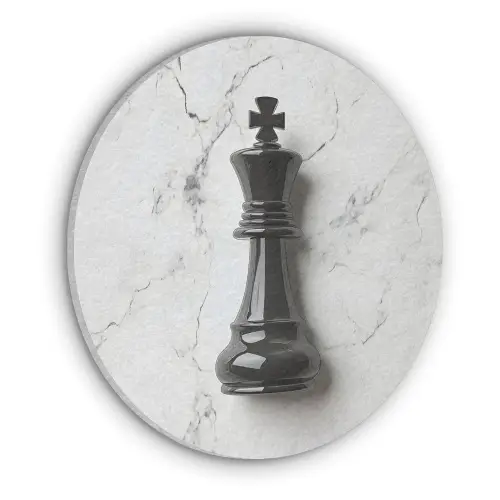 Schaakstuk - Koning - Zwart - Marmer Akoestische PET Vilt - Rond klein -3d