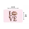 Tekst - Love - Pantervacht - Lichtroze Placemat vinyl groot -specs