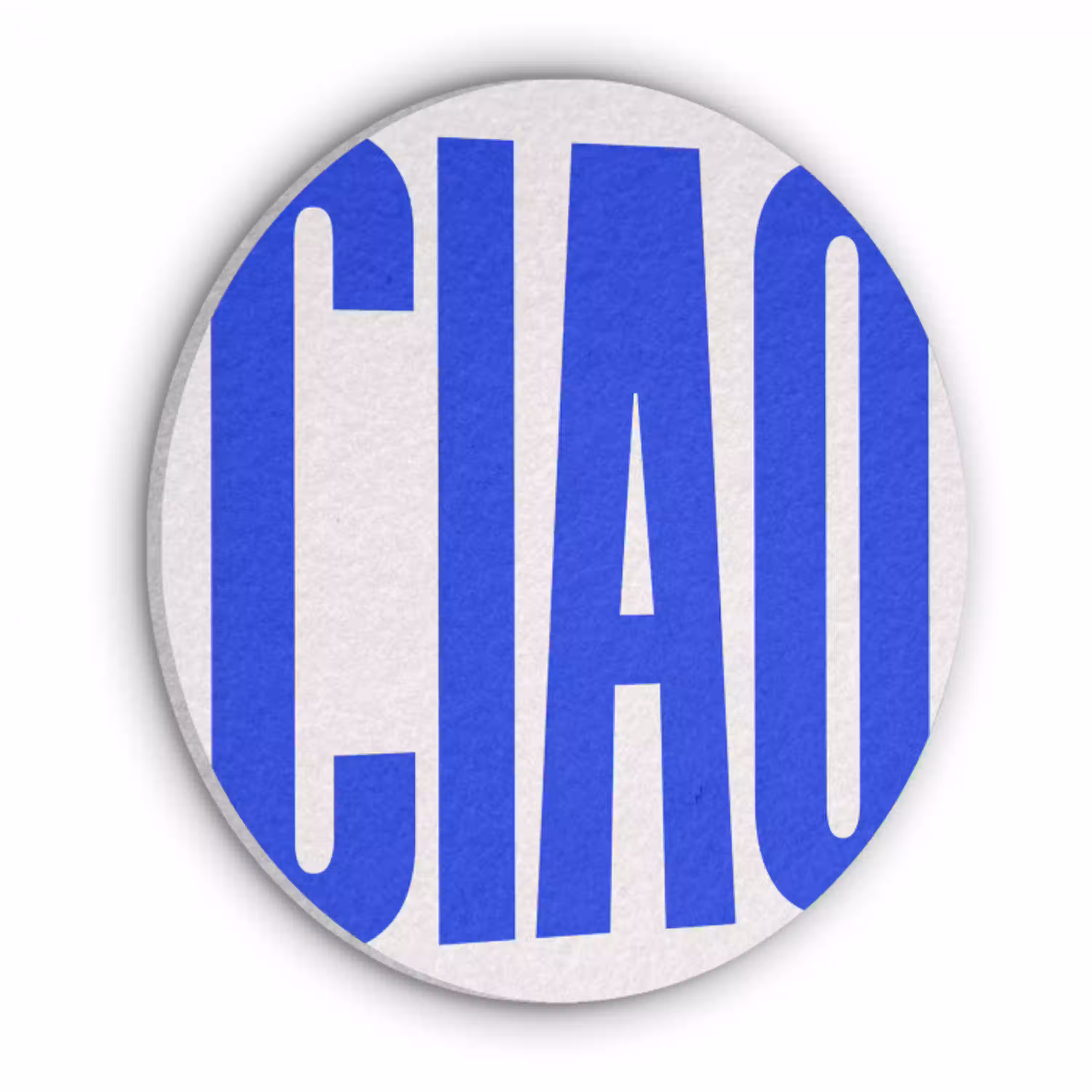 Ciao - Hoofdletters - Blauw - Minimalistisch Akoestische PET Vilt - Rond klein -3d