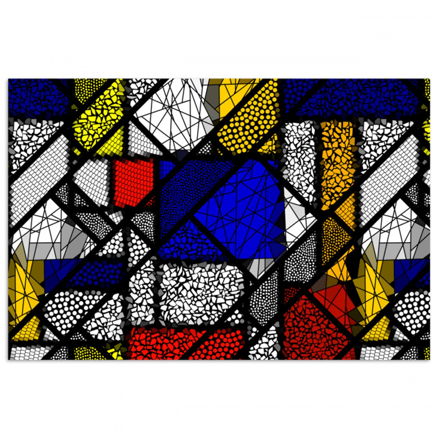 Mondriaan - Glas in lood - Oude Meesters - Kunstwerk - Abstract - Schilderij poster papier klein -3d