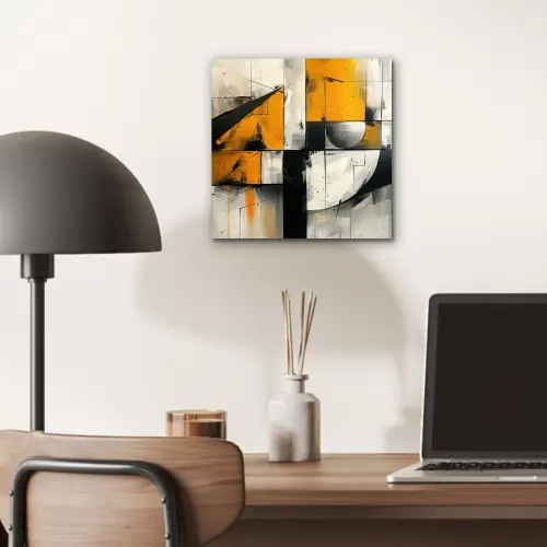 Geel - Abstract - Modern - Vormen aluminium wit klein -sfeer5