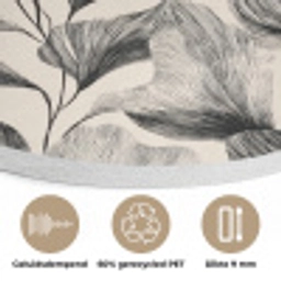 Botanisch - Bladeren - Zwart Akoestische PET Vilt - Rond klein 838 -closeup_NL