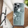 Kristal - Bloemen - Grijs Hoesje iPhone 16 Pro Max met koord klein -sfeer4