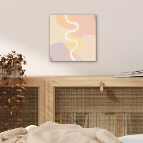 Golvende vormen - Abstract - pastel aluminium wit klein -sfeer3