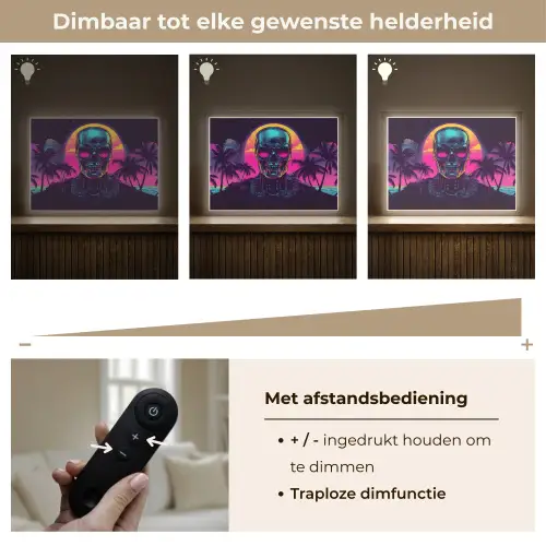 Palmbomen - Hoofd - Metallic - Zonsondergang Light Box met batterij (Wandlamp) middel -USP_dimbaarNL