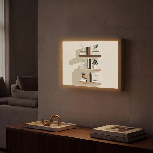Plankjes - Boeken - Vaasjes - Planten Light Box met batterij (Wandlamp) middel -sfeer1