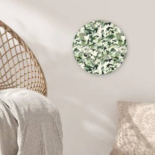 Abstract - Camouflage - Groen Wandcirkel plexiglas klein 852 -sfeer5