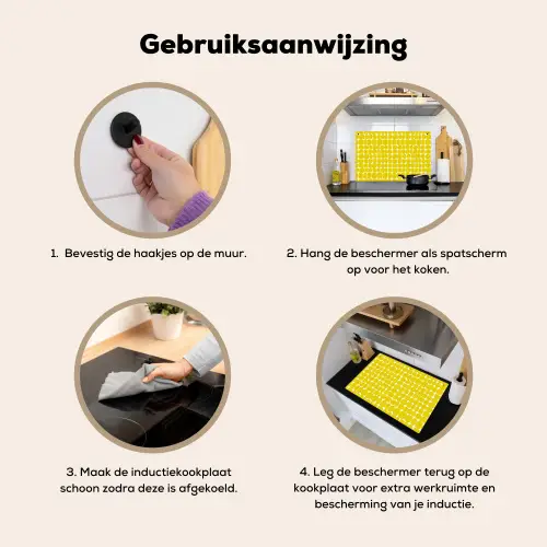 Stippen - Modern - Geel Inductie beschemer met haakjes klein 777 -ky-gebruik-nl