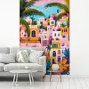 Kleurrijk - Roze - Oranje - Geel - Bloemen fotobehang vinyl groot -woonkamer