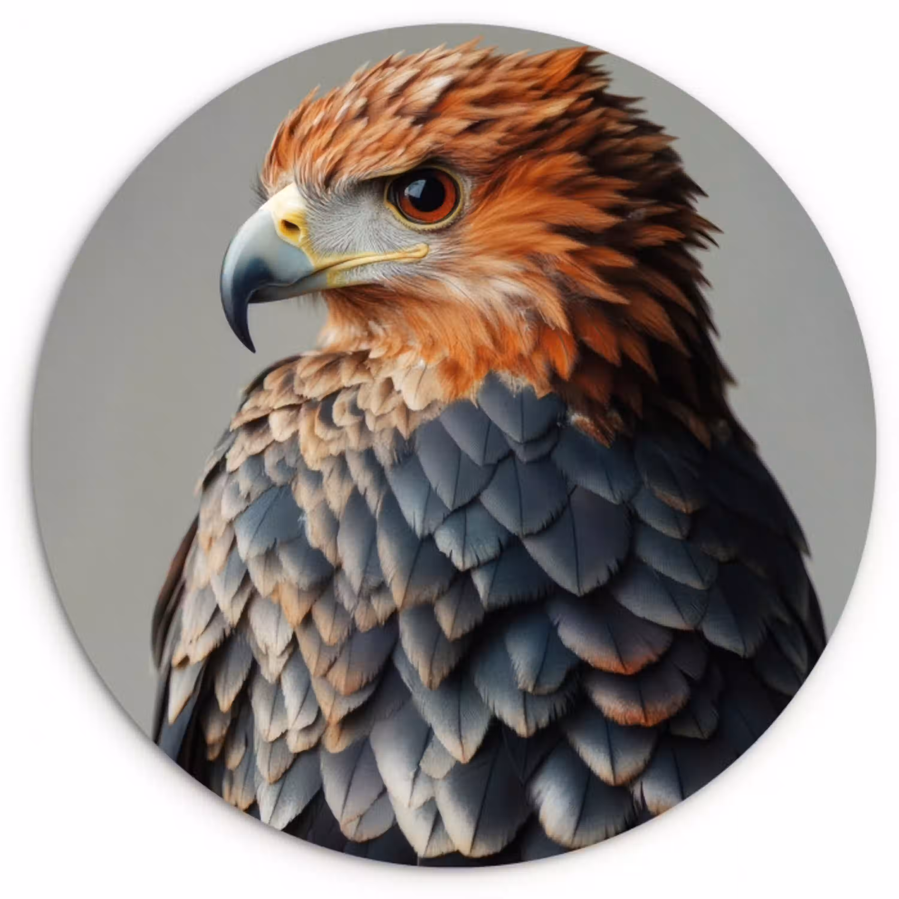 Vogel - Realistisch - Veren - Bruin Wandcirkel kunststof plaat 5mm dik klein -3d